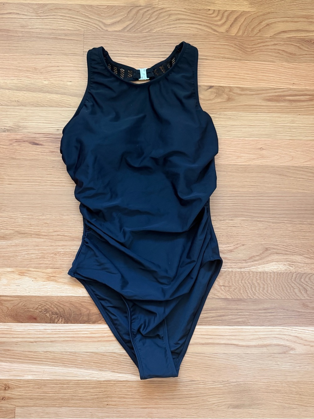 Cupshe Black High-Neck Mesh-Back One-Piece Swimsuit